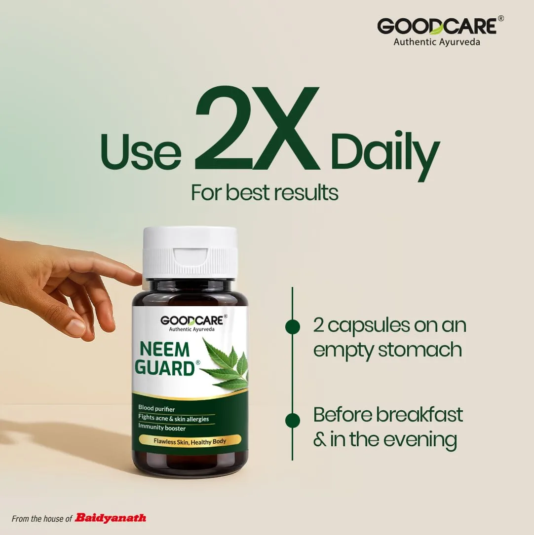 Goodcare Neem Guard Capsules | Ayurvedic Blood Purifier | Skin Health & Immunity Supplement-5