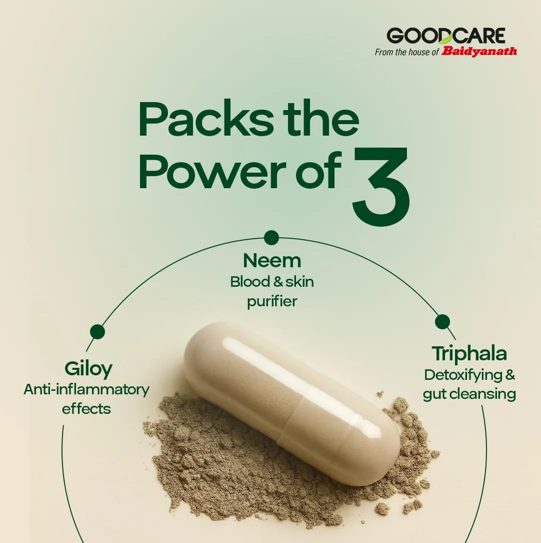 Goodcare Neem Guard Capsules | Ayurvedic Blood Purifier | Skin Health & Immunity Supplement-8