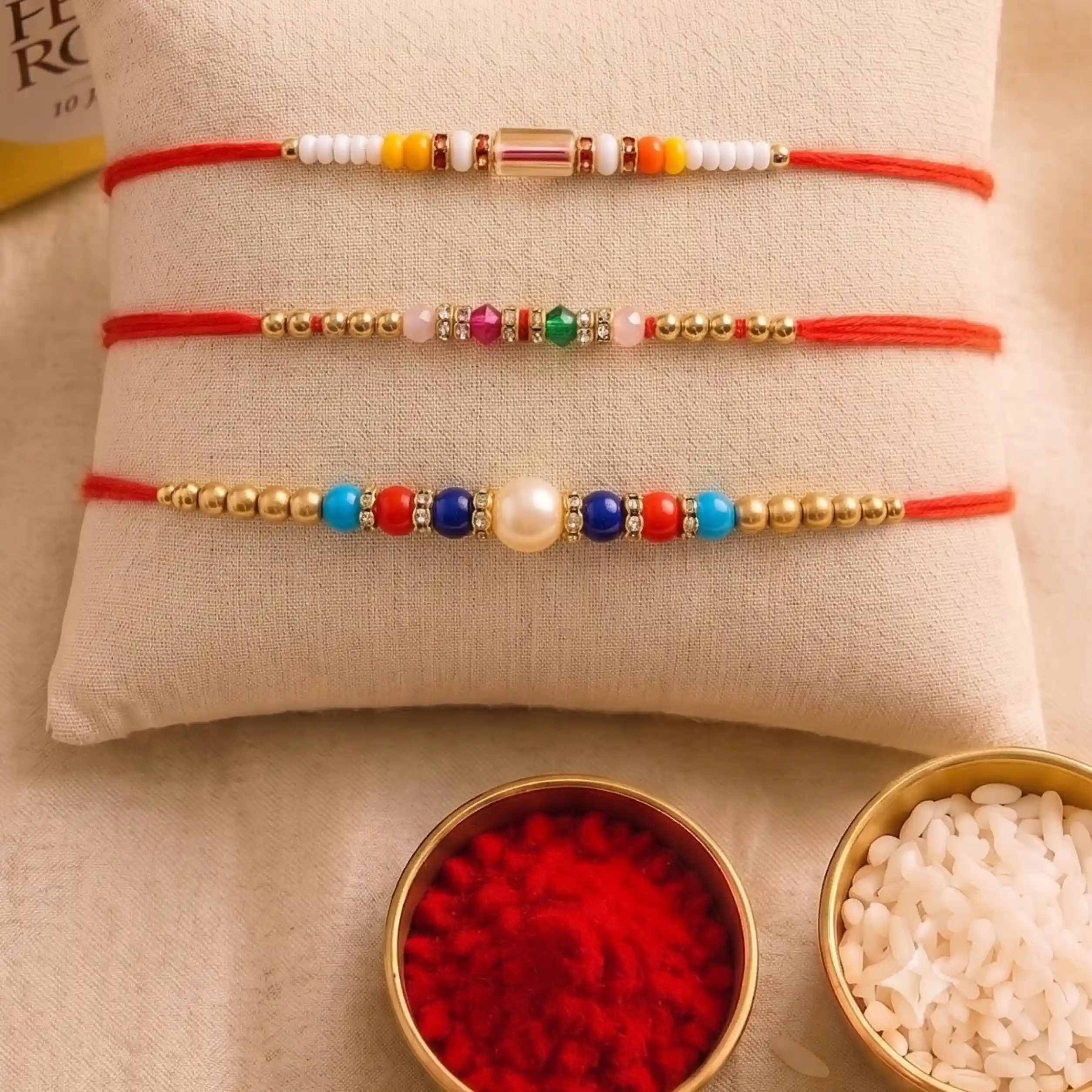 Graceful Beads and Kundan Rakhis