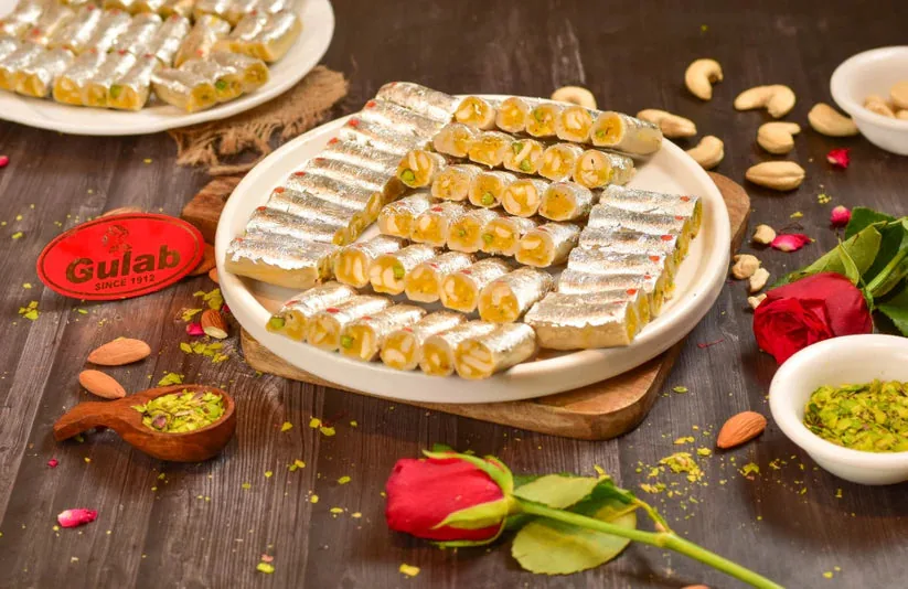 Gulab Sweets Kaju Roll | Handcrafted Cashew Mithai | Authentic Delhi Sweet