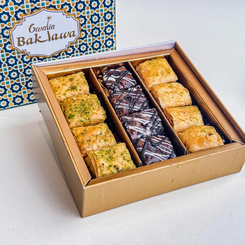 Gwalia Sweets Assorted Square Baklawa Box | Handcrafted Filo Pastry Bites | Premium Dry Fruit Sweets