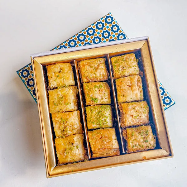 Gwalia Sweets Cashew Square Baklawa | Layered Filo Pastry Mithai | Crispy Nutty Dessert-2