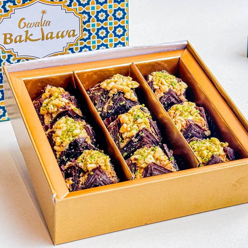 Gwalia Sweets Chocolate Boukaj Baklawa | Crispy Filo & Nut Dessert | Premium Gift Box