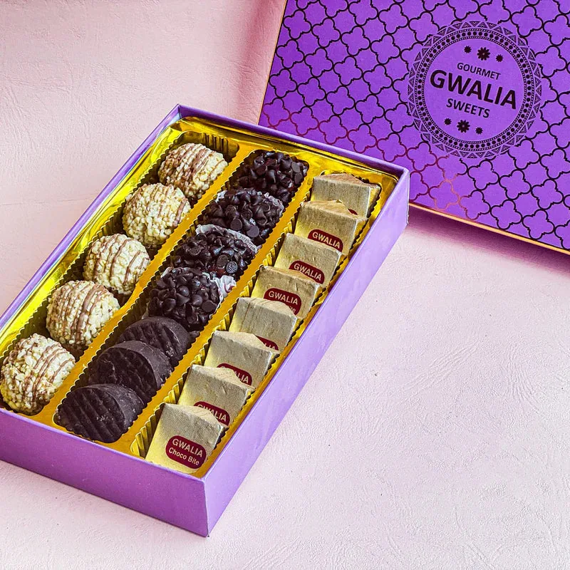 Gwalia Sweets Chocolate Mithai Assorted Box | Fusion Indian Confectionery | Rich Cocoa & Desi Ghee Treats