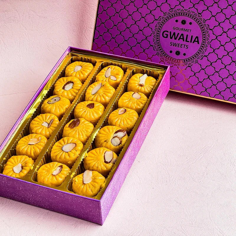 Gwalia Sweets Kesar Peda | Saffron Infused Mawa Mithai | Traditional Indian Dessert 200 gm