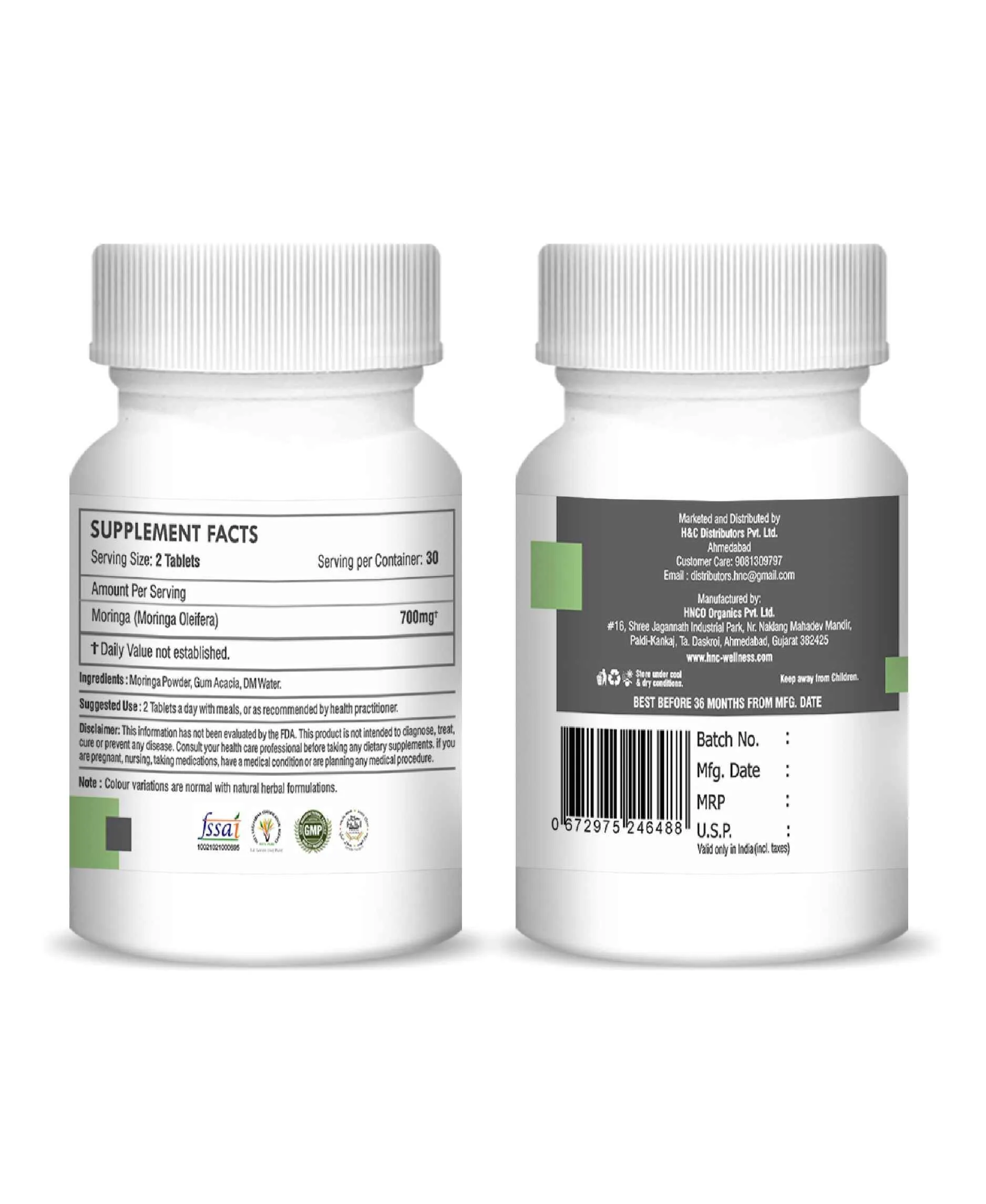 H&C Herbal Moringa Tablets | Pure Moringa Oleifera | Natural Daily Wellness Supplement-2