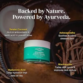 Haappyherbs Ashwagandha & Tender Coconut Deep Hydrating Light Weight Moisturizer | Ayurvedic Face Cream | Daily Hydration & Acne Prevention-4