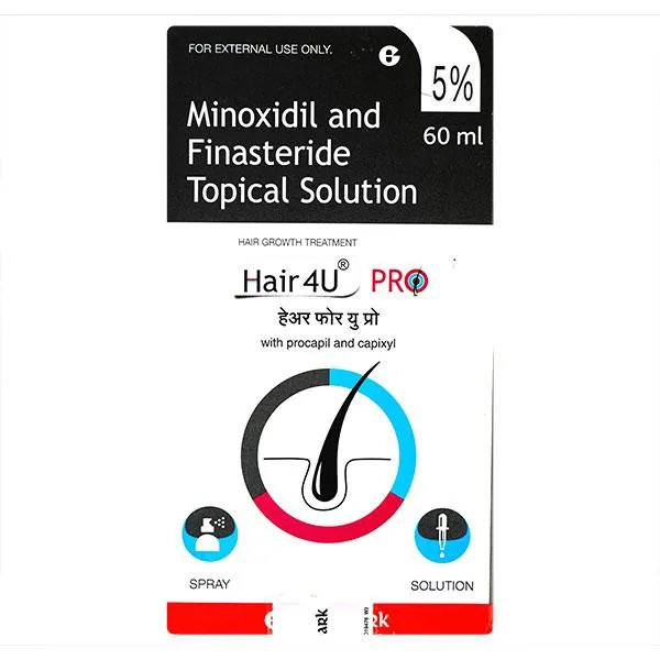 HAIR 4U PRO 5% Topical Solution 60ml Price, Uses, Side effects, Substitutes 60 ml