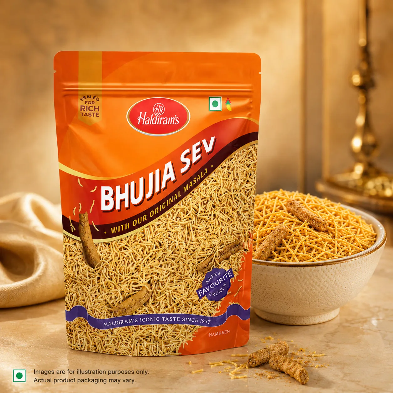 Haldiram's Bhujia Sev | Crispy Moth Dal Namkeen | Classic Indian Savory Snack-1