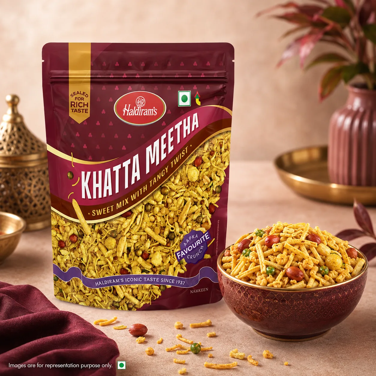 Haldiram's Khatta Meetha | Sweet & Tangy Indian Mixture | Authentic Tea Time Namkeen