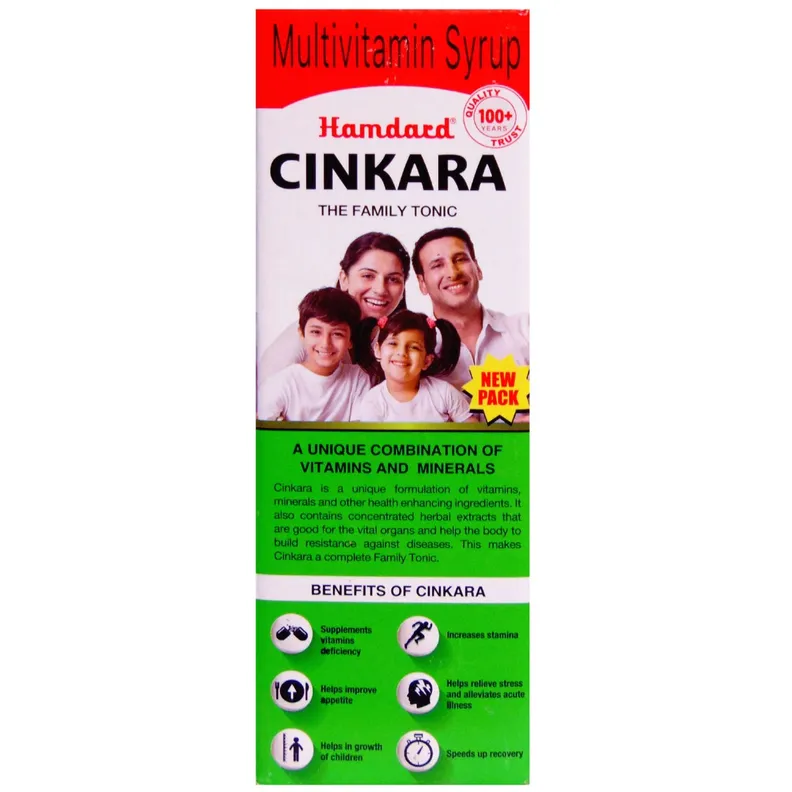 Hamdard Cinkara Multivitamin Syrup | Herbal Energy Tonic | Family Health & Vitality Booster-1