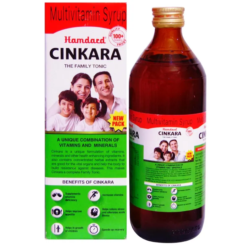 Hamdard Cinkara Multivitamin Syrup | Herbal Energy Tonic | Family Health & Vitality Booster-3