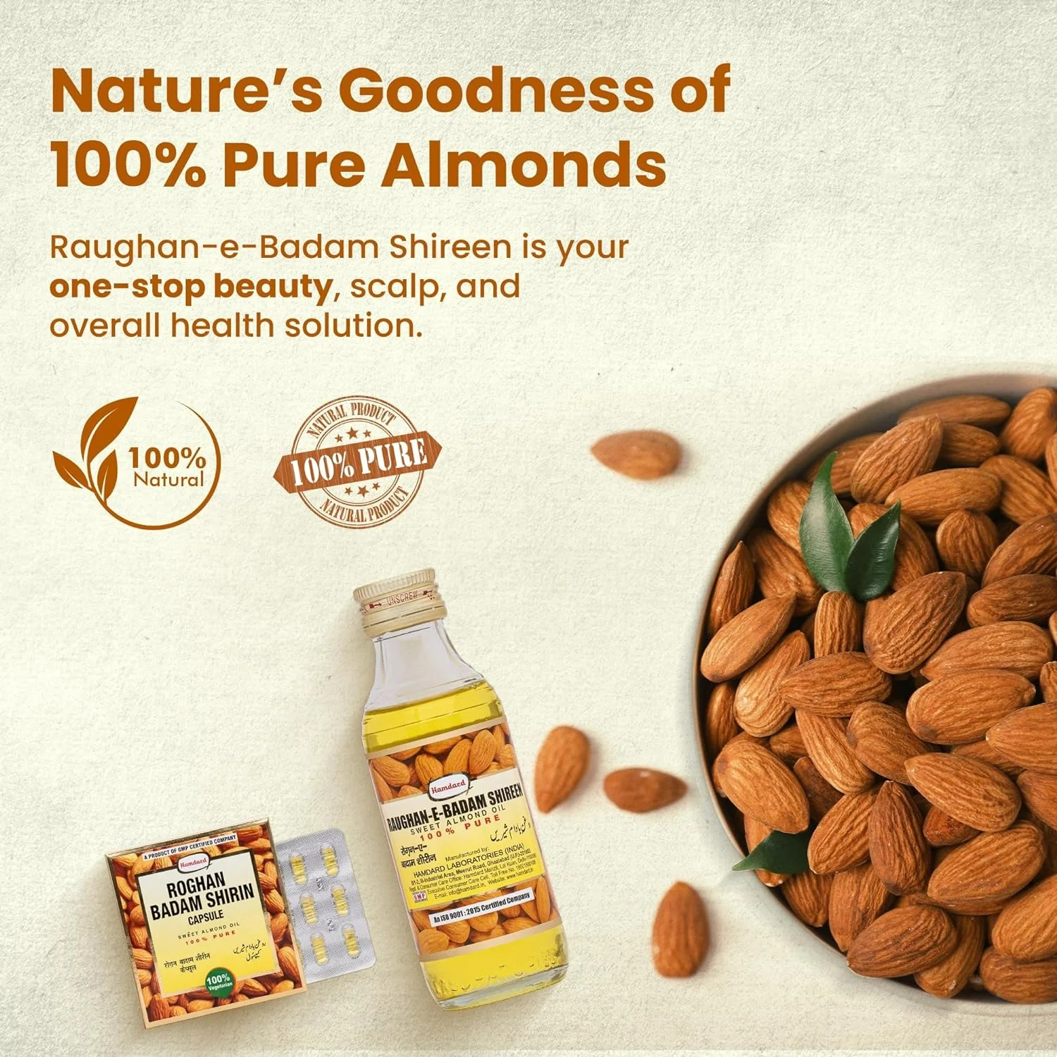 Hamdard Roghan Badam Shirin Sweet Almond Oil | Pure Almond Oil | For Hair, Skin, and Body Nourishment-2