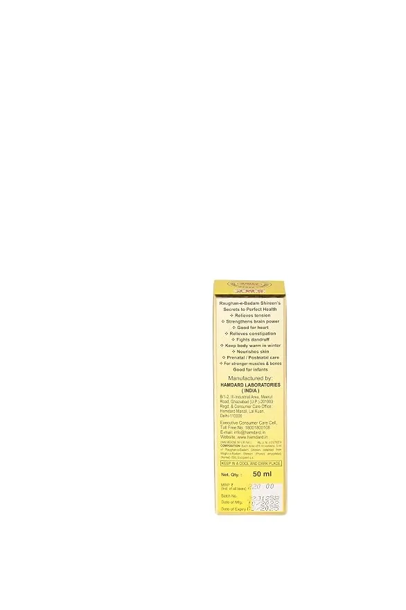 Hamdard Roghan Badam Shirin Sweet Almond Oil | Pure Almond Oil | For Hair, Skin, and Body Nourishment-2