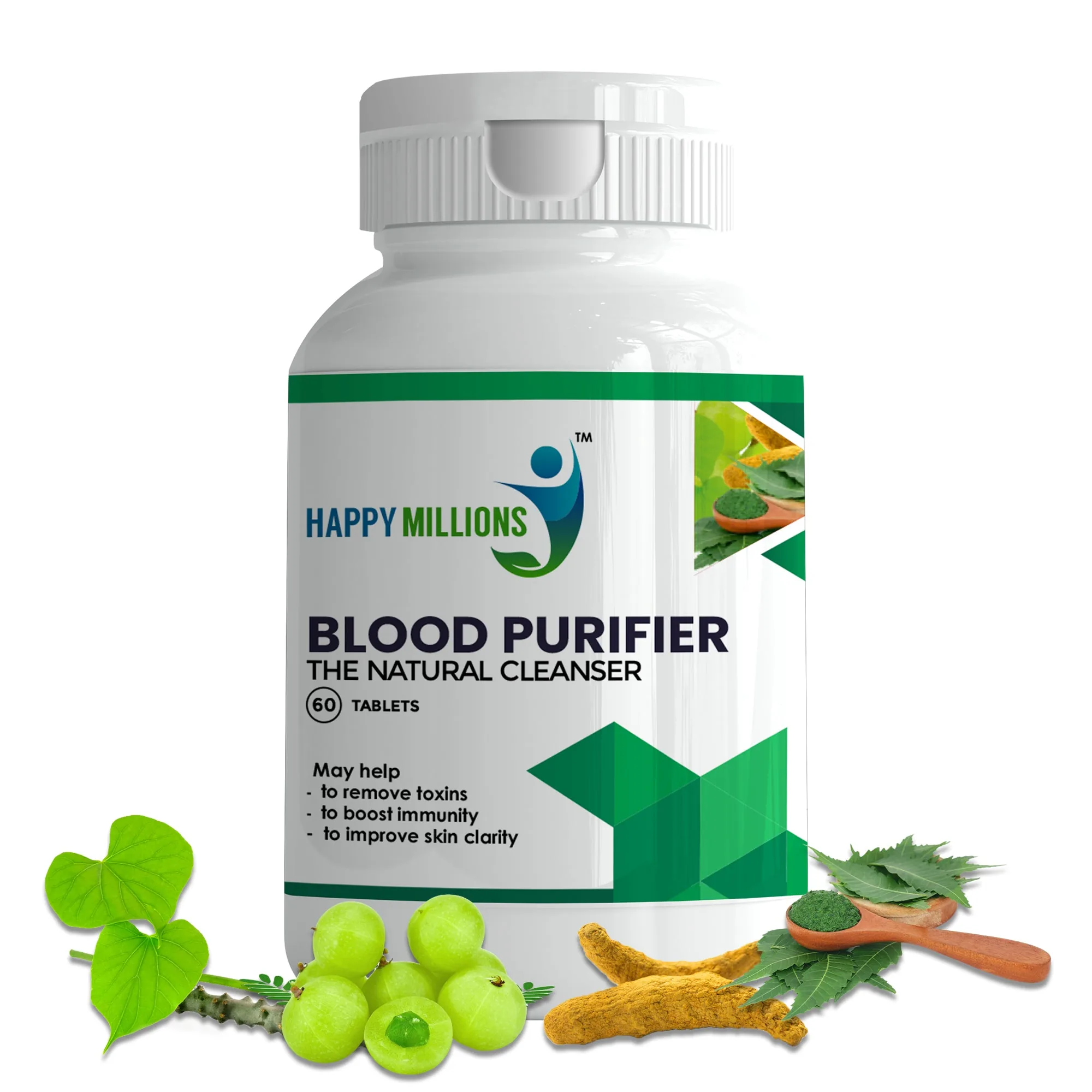 HappyMillions Blood Purifier Tablets | Ayurvedic Detox for Clear Skin & Immunity Boost-2