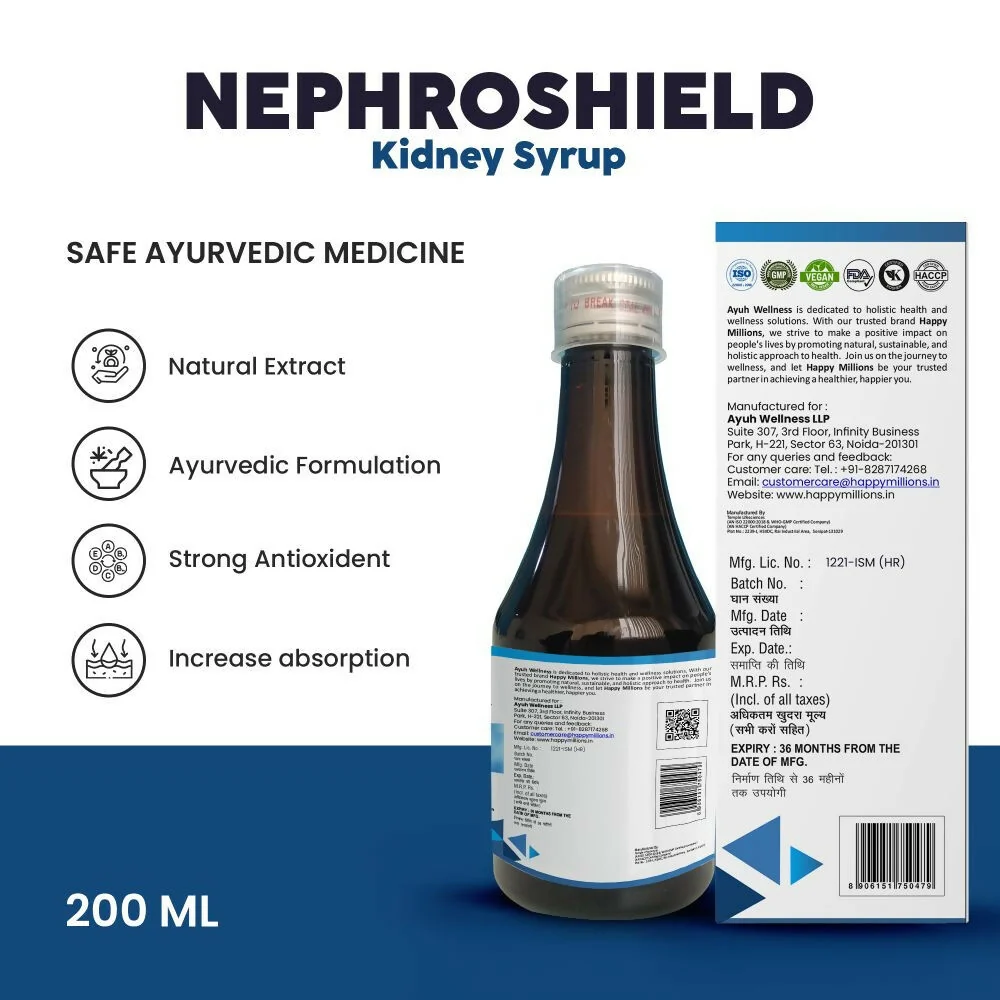 HappyMillions NephroShield Kidney Health Syrup | Ayurvedic Renal Support | Natural Detox and Urinary Wellness-3