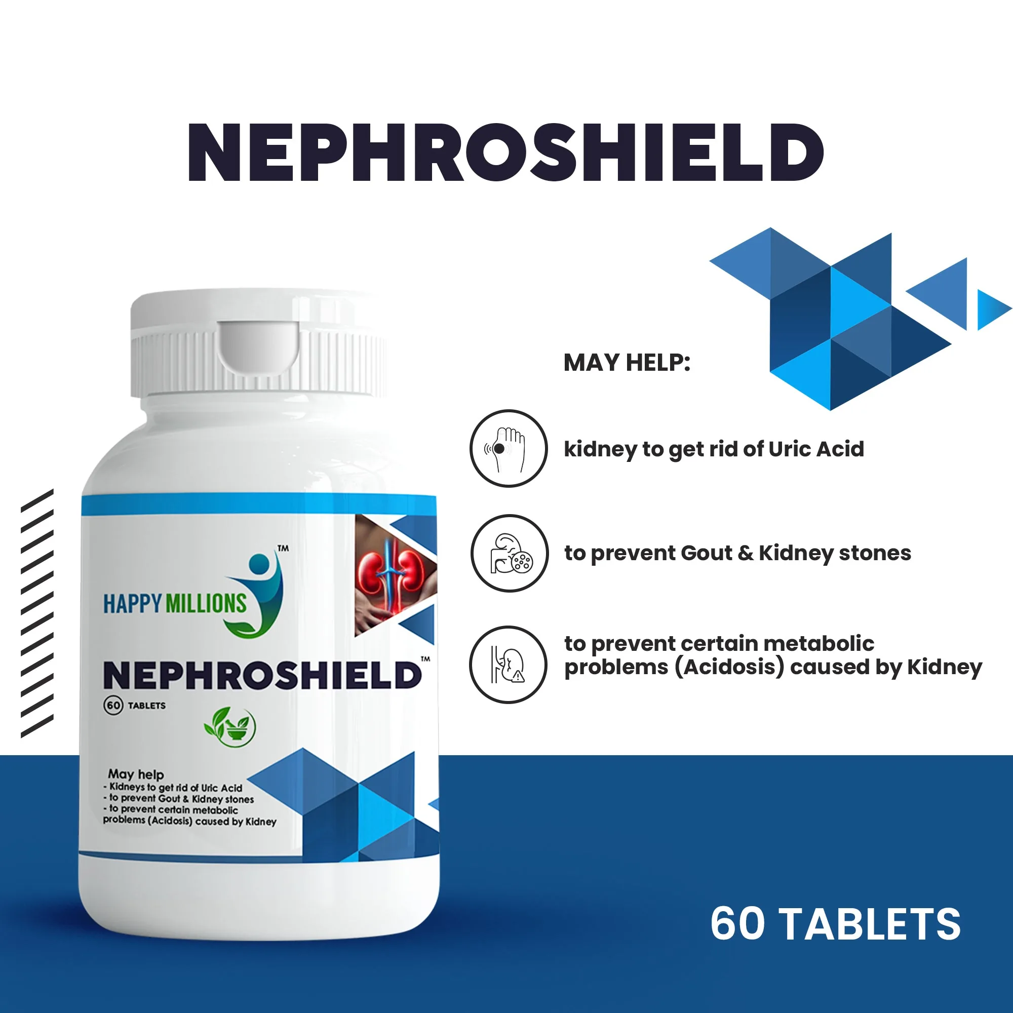 HappyMillions NephroShield Tablets | Ayurvedic Kidney Care | Natural Detox & Urinary Support-2