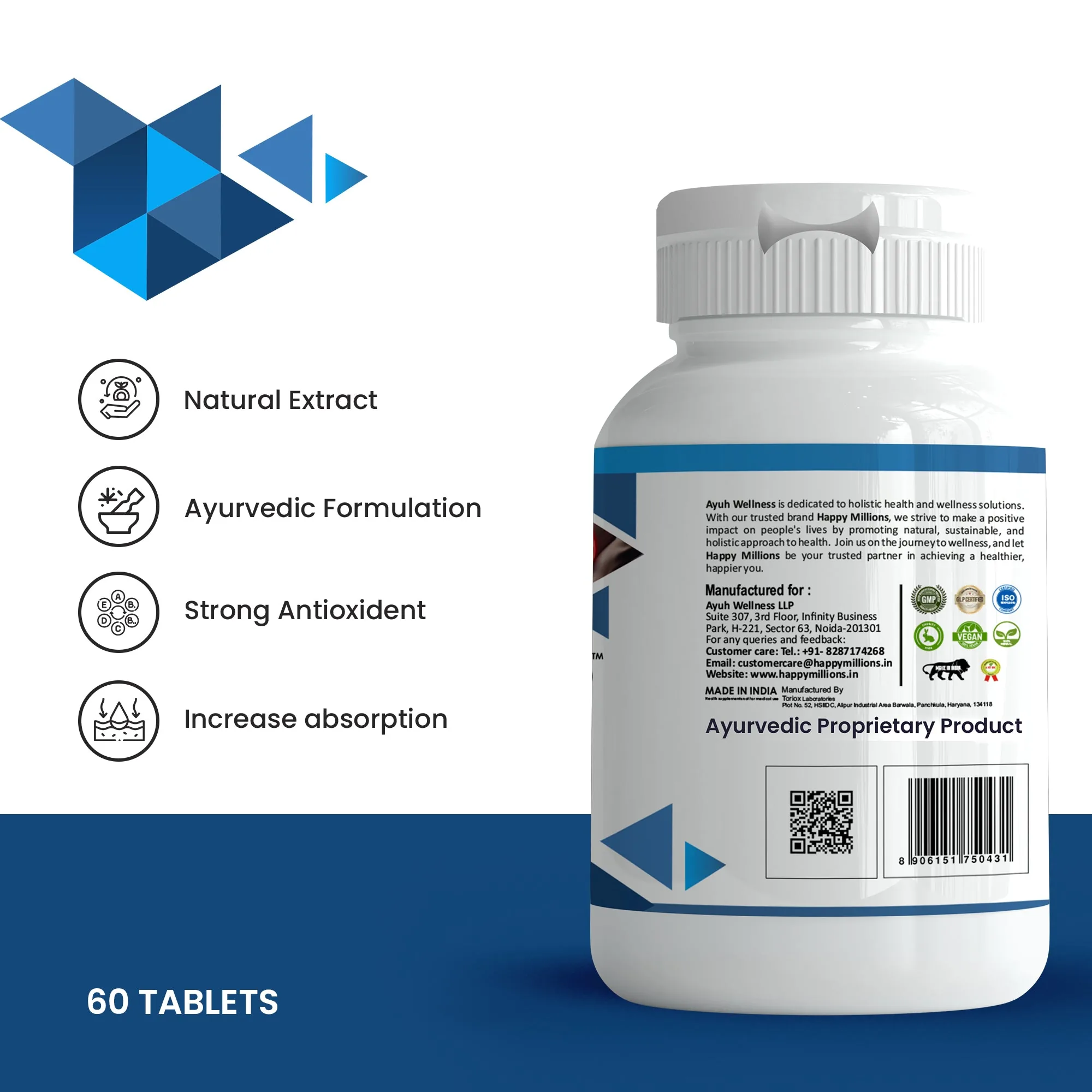 HappyMillions NephroShield Tablets | Ayurvedic Kidney Care | Natural Detox & Urinary Support-3