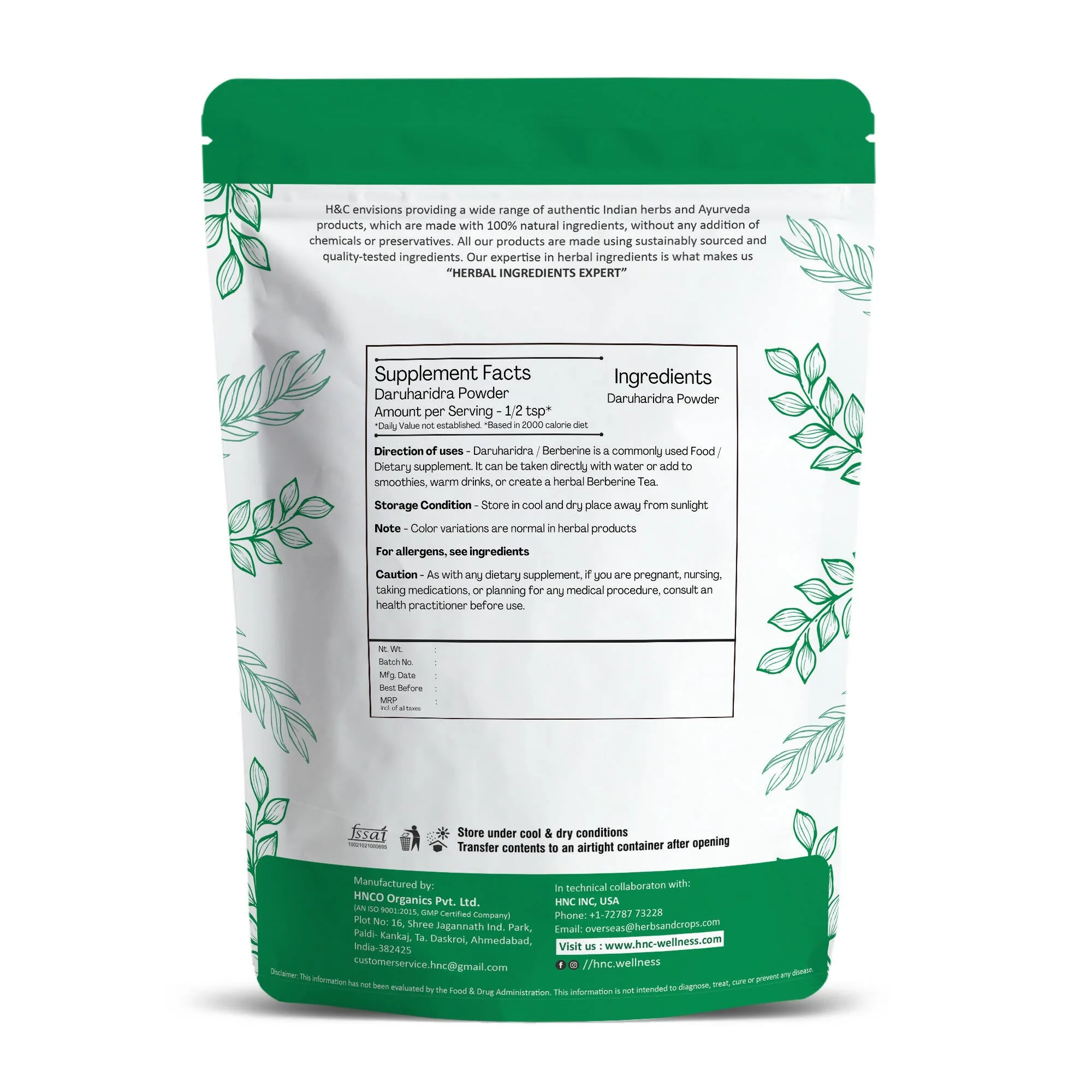 H&C Herbal Daruharidra Powder | Pure Berberis Aristata | Ayurvedic Skin & Liver Wellness-2
