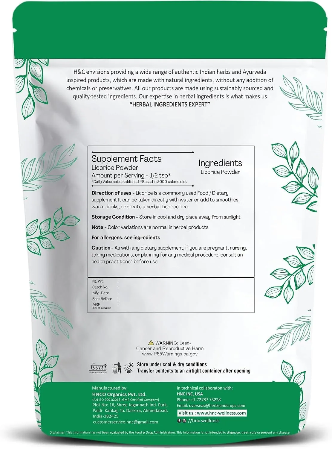 H&C Herbal Licorice Root Powder | Pure Mulethi Ground Herb | Skin Brightening & Digestive Wellness-2