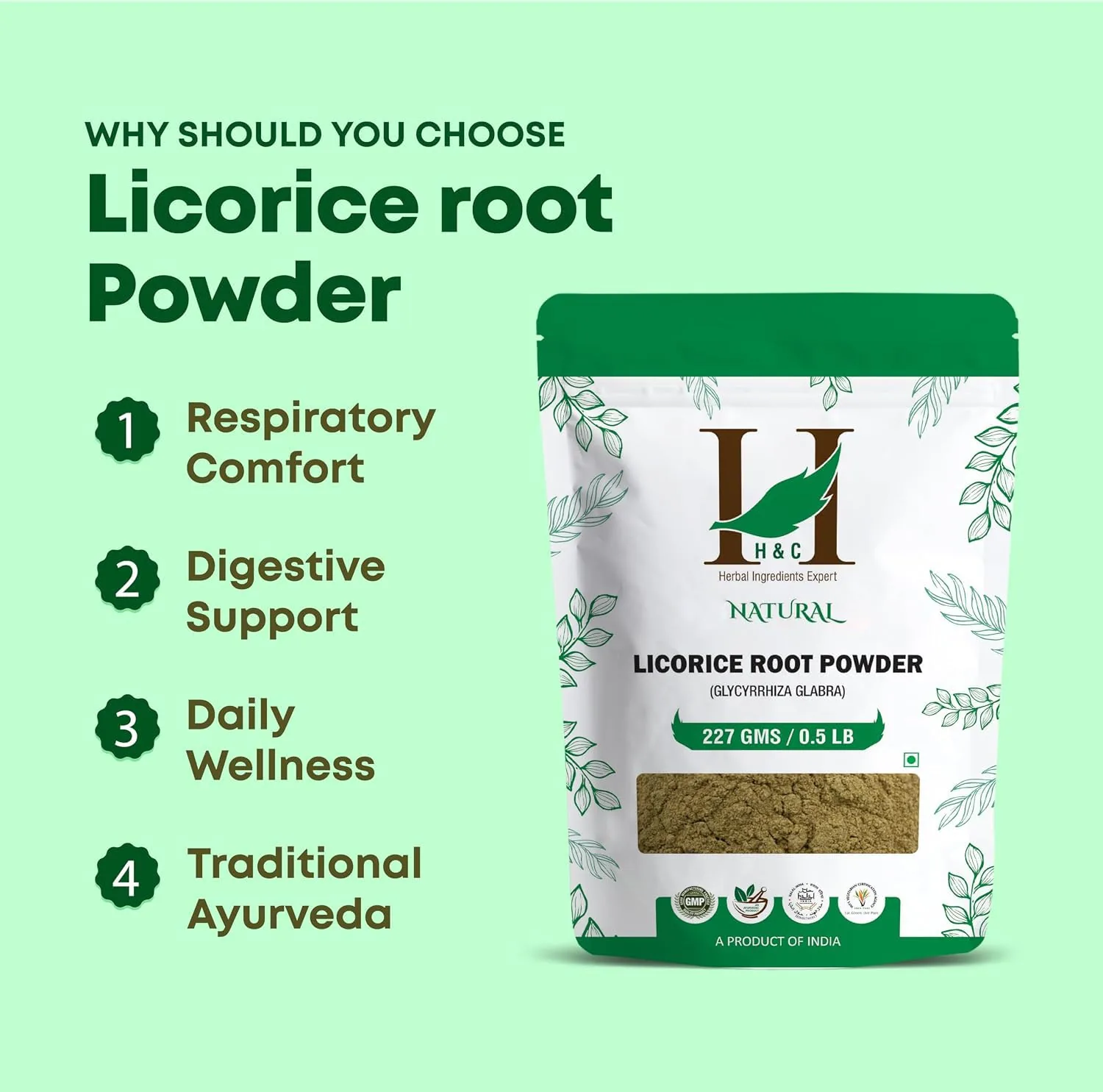 H&C Herbal Licorice Root Powder | Pure Mulethi Ground Herb | Skin Brightening & Digestive Wellness-4