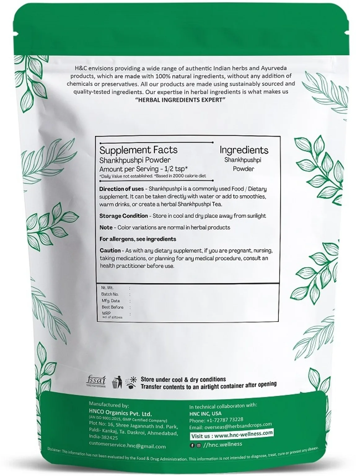 H&C Herbal Sankhpushpi Powder | Natural Brain Tonic | Cognitive Support & Mental Clarity-2