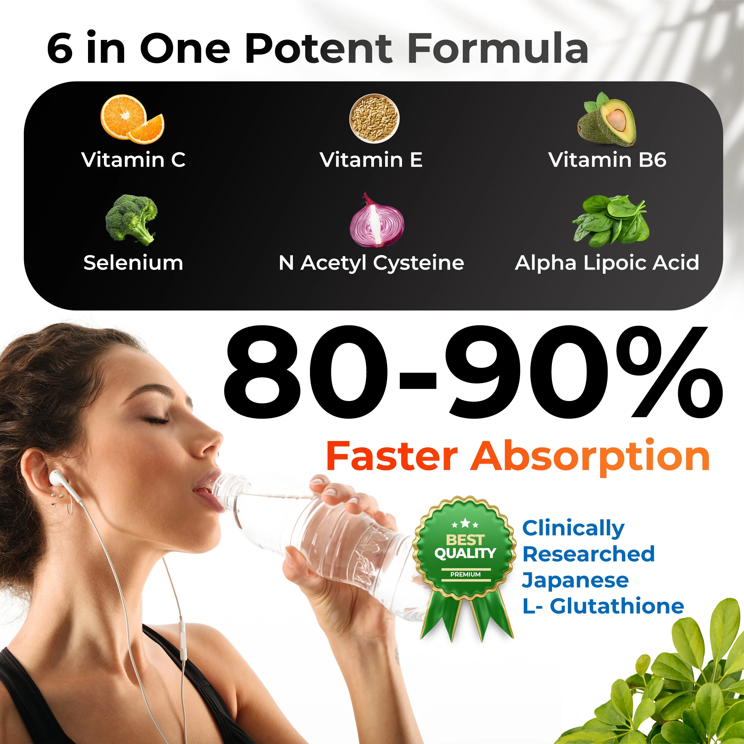 Health Veda Organics L-Glutathione Capsules | Antioxidant Skin Glow Supplement | Hyaluronic Acid & Biotin Infused-8