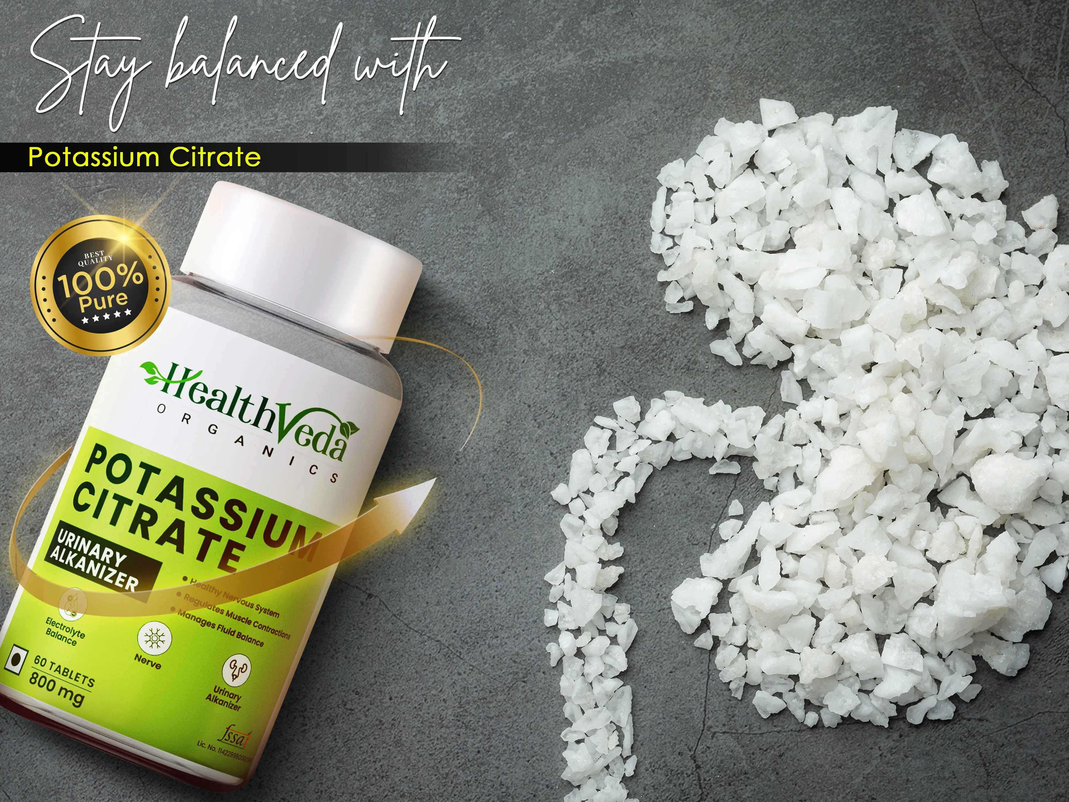 Health Veda Organics Potassium Citrate Tablets | Bioavailable Electrolyte Supplement | Nerve, Muscle & Kidney Support-6