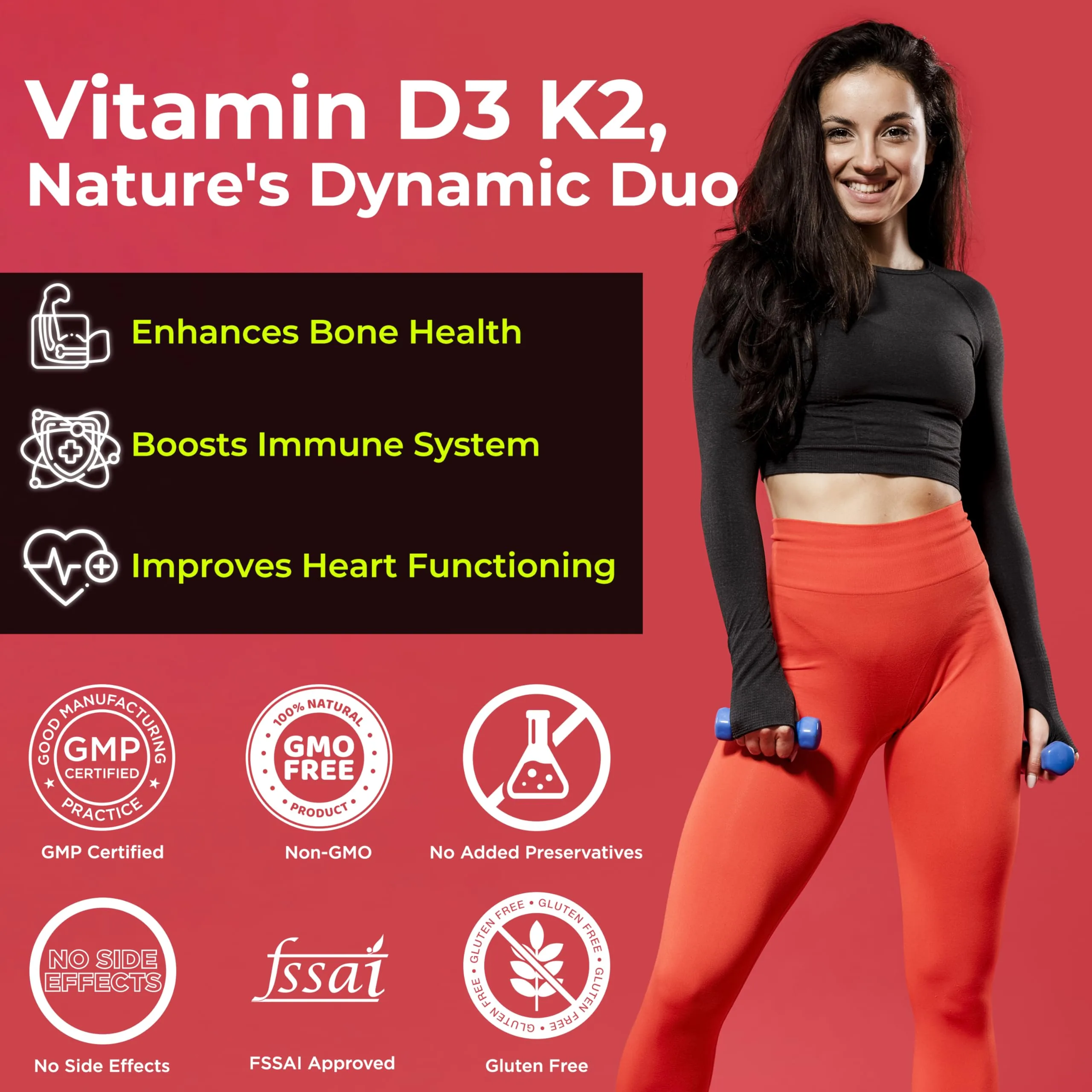 Health Veda Organics Vitamin D3 + K2 Tablets | Plant-Based Bone & Joint Support | Vegan & Gluten-Free-3