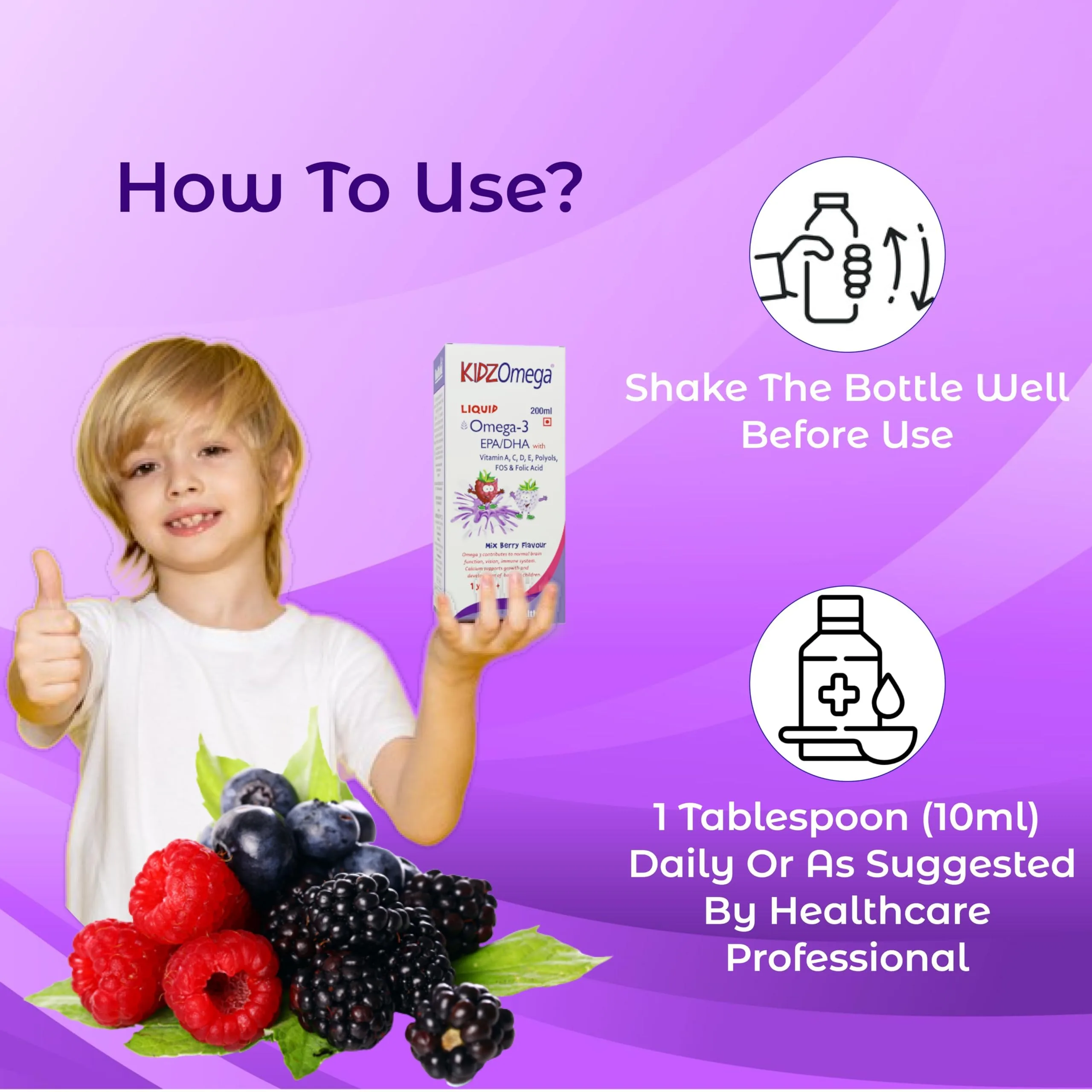 HealthAid KidzOmega (Omega 3) Syrup for Children | High Strength Liquid Fish Oil | Brain and Immunity Support-5