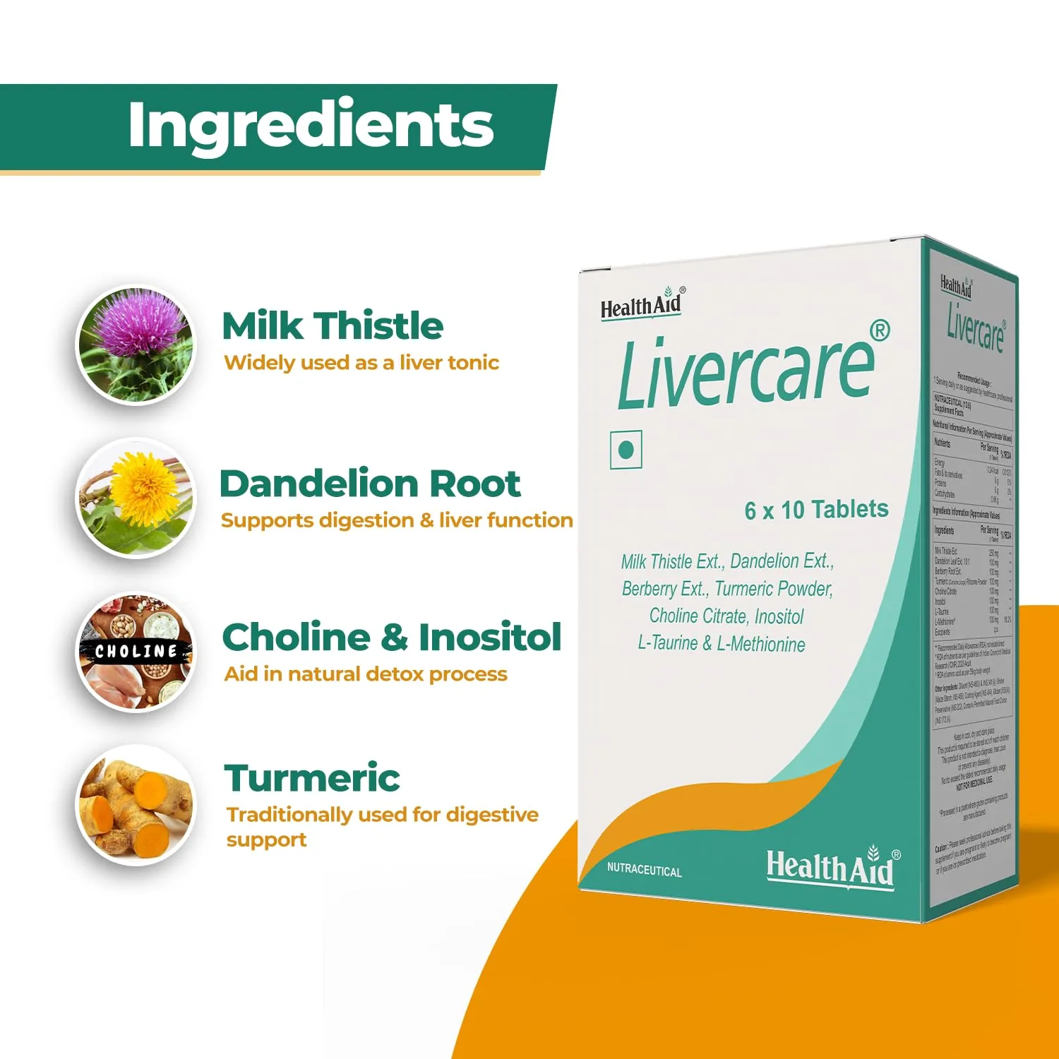 HealthAid Livercare Tablets | Liver Detox & Cleanse Supplement | Lipotropic & Herbal Support-5