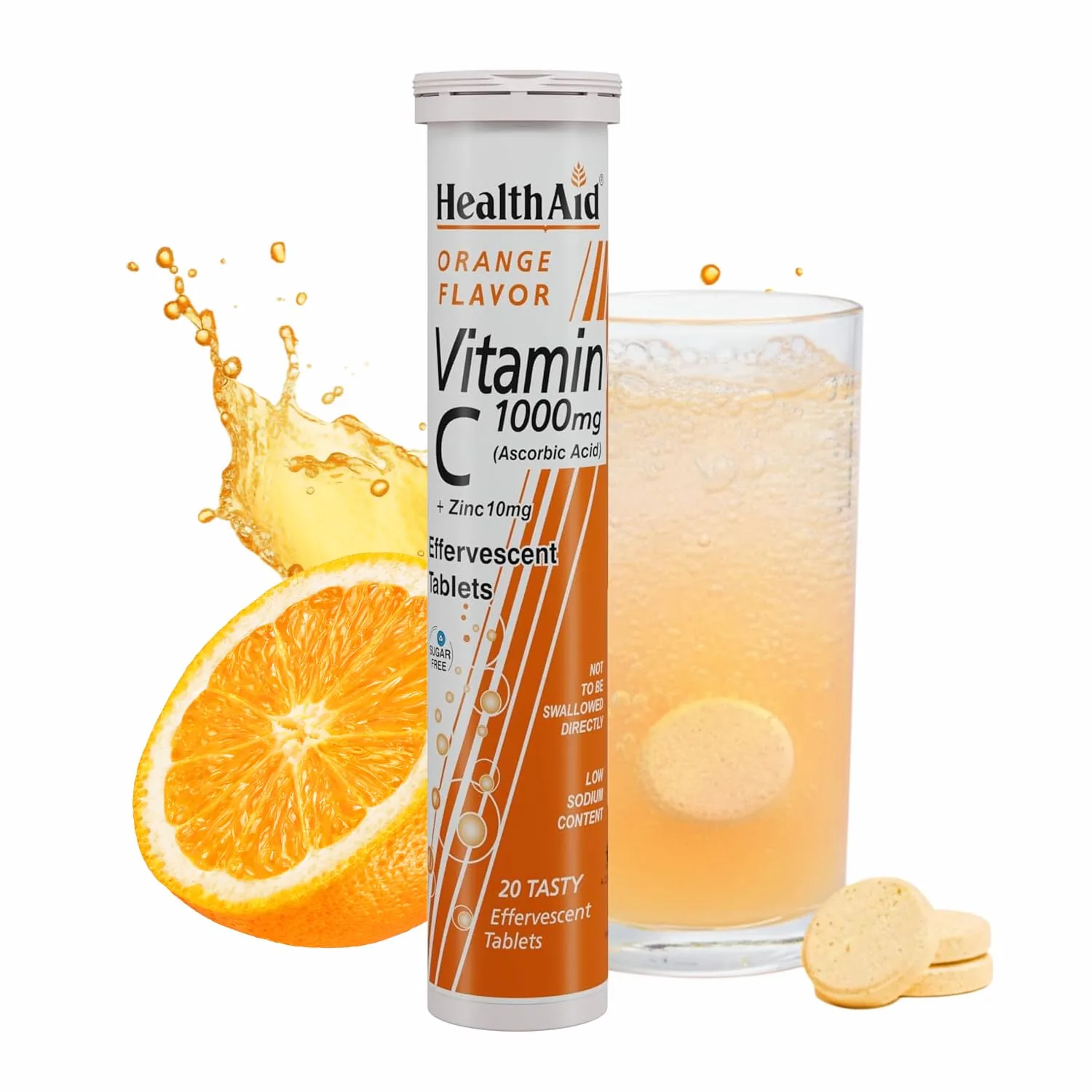 HealthAid Vitamin C 1000mg with Zinc Effervescent Tablets | Orange Flavour Immune Support | High Bioavailability Antioxidant Drink-3