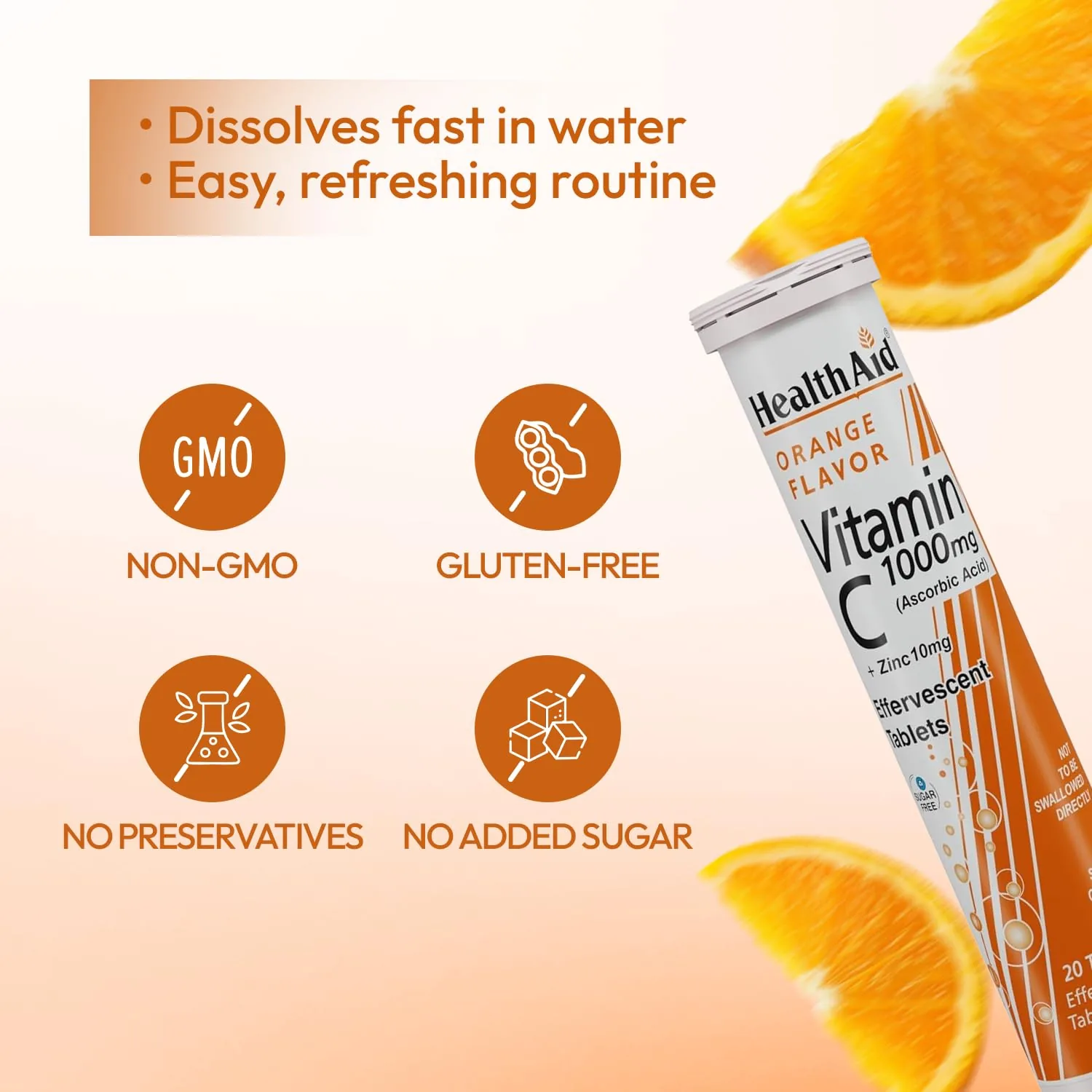 HealthAid Vitamin C 1000mg with Zinc Effervescent Tablets | Orange Flavour Immune Support | High Bioavailability Antioxidant Drink-4
