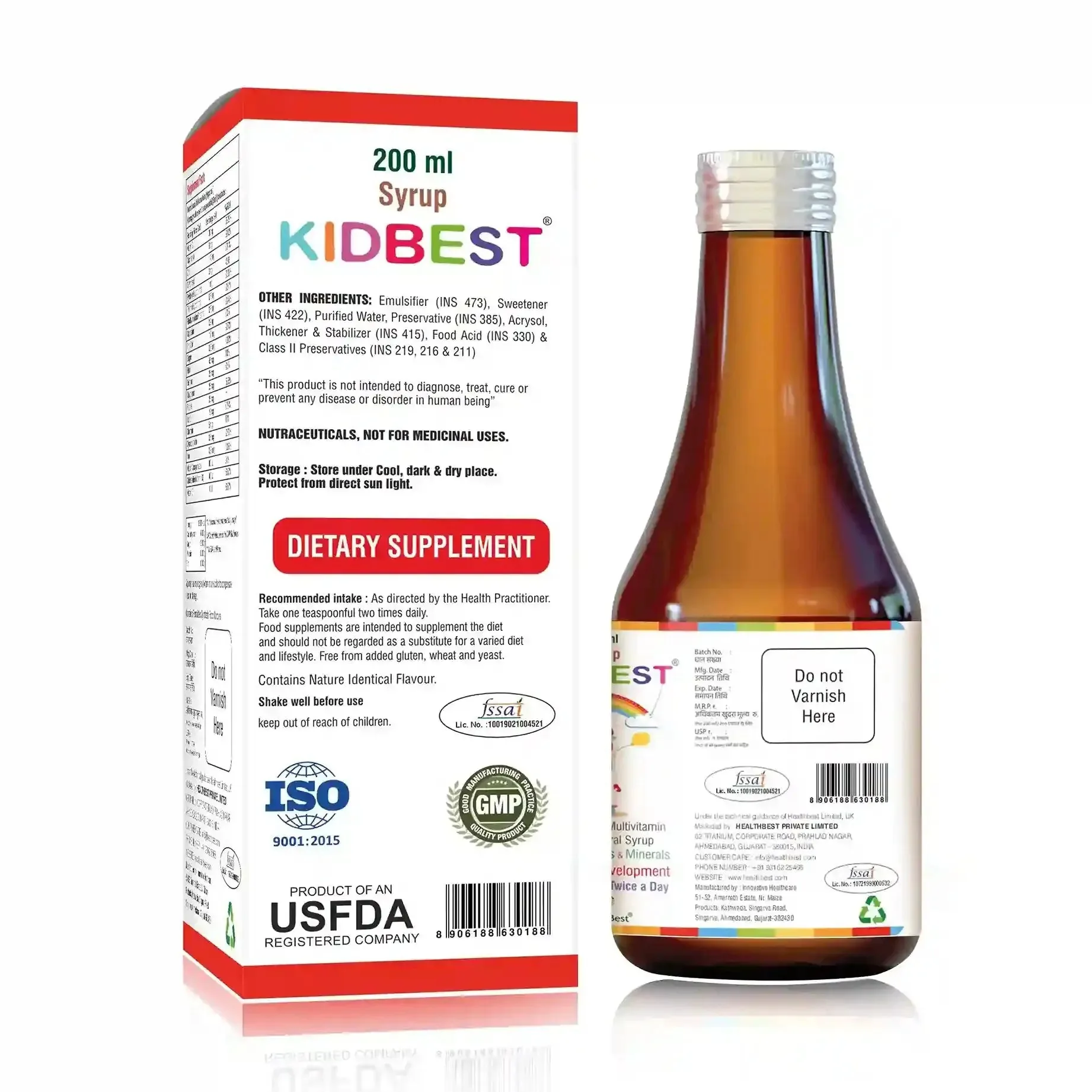 HealthBest Kidbest Multivitamin & Multimineral Syrup for Kids | Daily Growth & Immune Support Liquid | Essential Nutrients for Fussy Eaters-8
