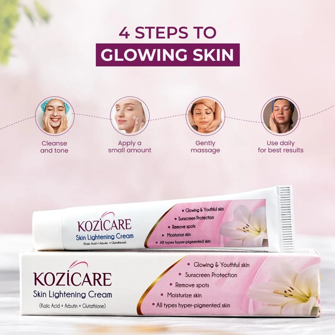 Healthvit Kozicare Skin Lightening Cream | Nourishing Face Cream | Glowing Skin and Dark Spot Reduction-2