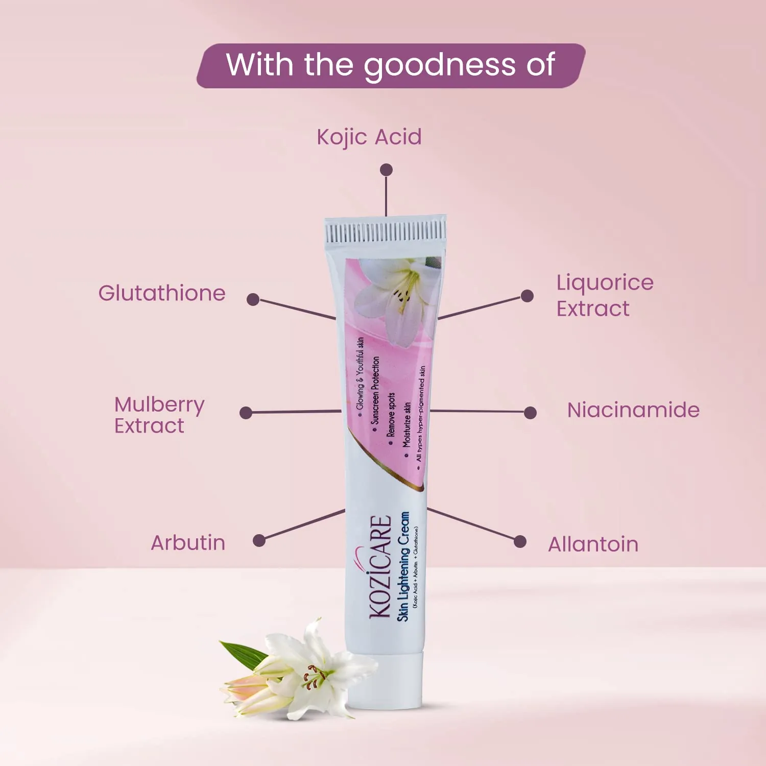 Healthvit Kozicare Skin Lightening Cream | Nourishing Face Cream | Glowing Skin and Dark Spot Reduction-3