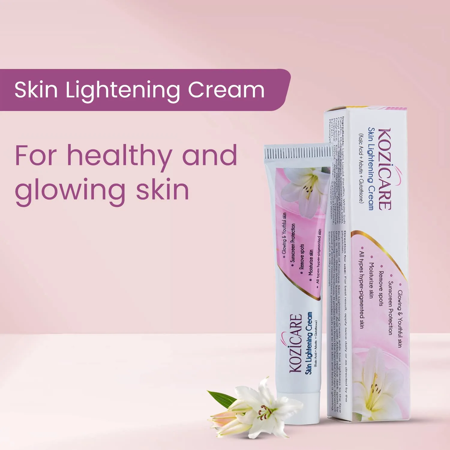 Healthvit Kozicare Skin Lightening Cream | Nourishing Face Cream | Glowing Skin and Dark Spot Reduction-4