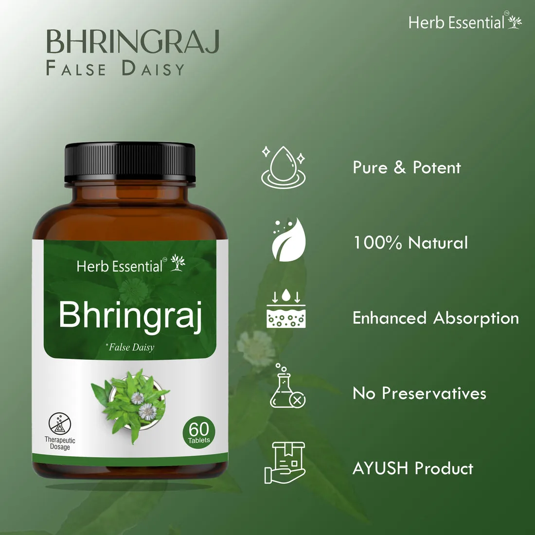Herb Essential Bhringraj Tablets | Ayurvedic Herbal Supplement | Hair and Vitality Support-4