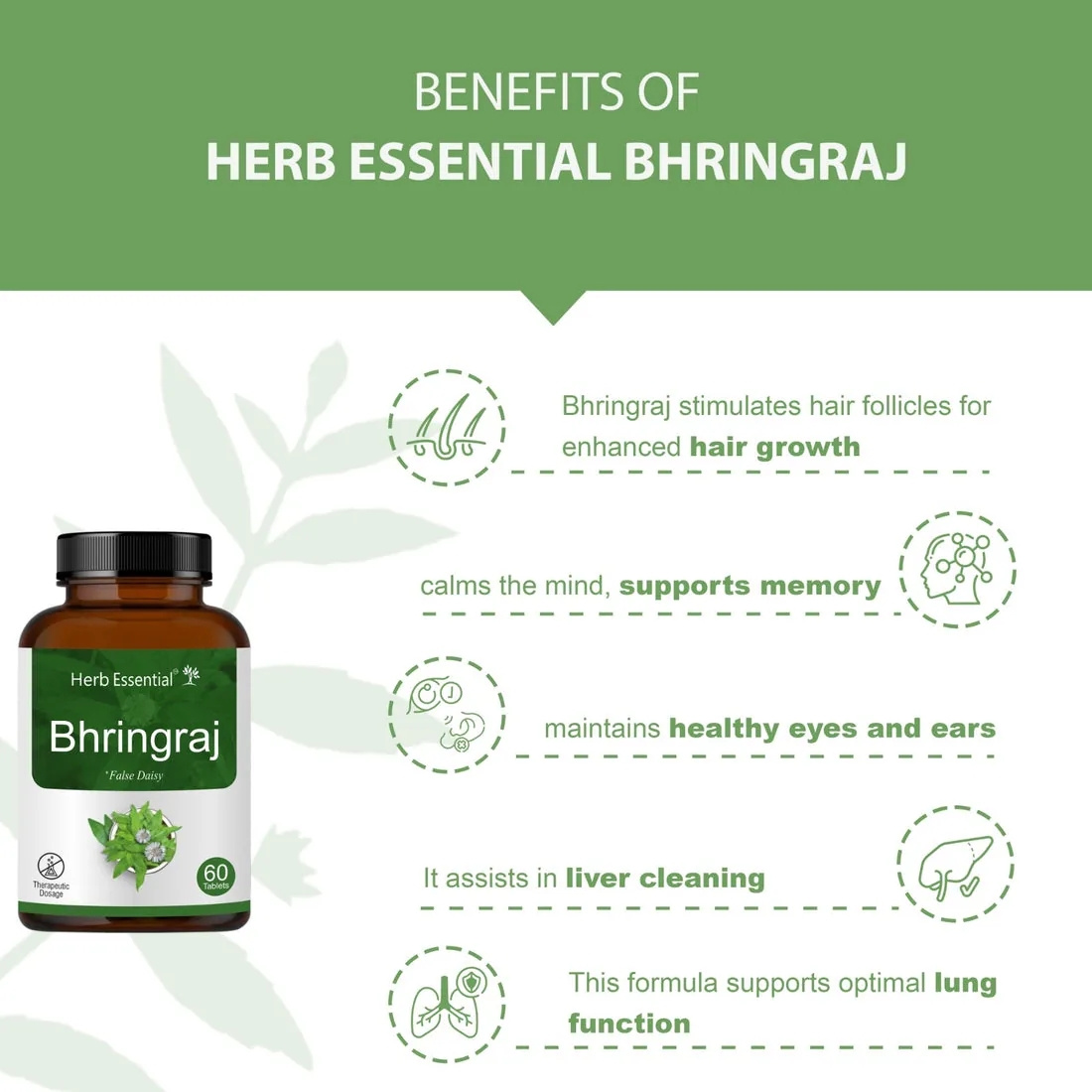 Herb Essential Bhringraj Tablets | Ayurvedic Herbal Supplement | Hair and Vitality Support-6