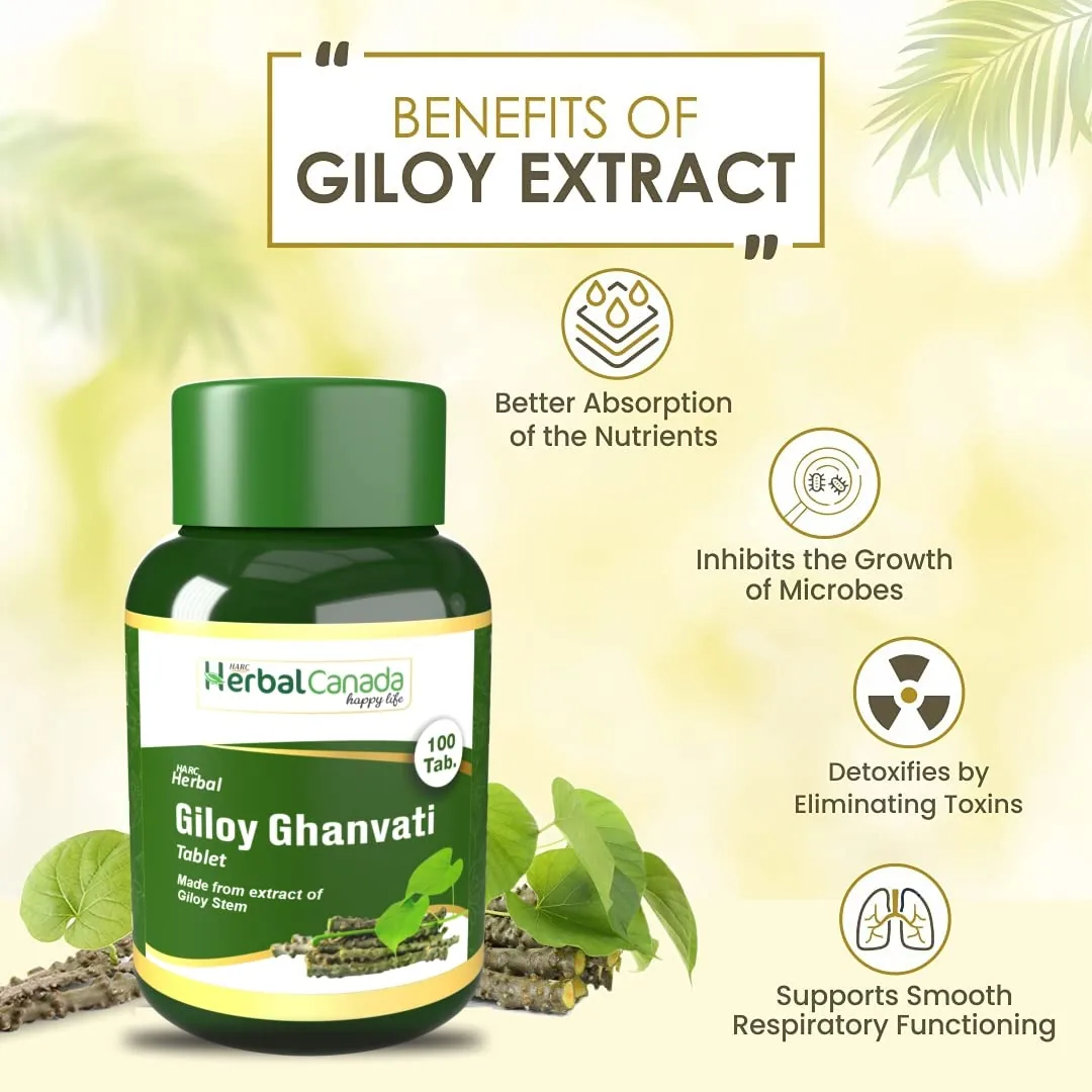 Herbal Canada Giloy Ghanvati Tablets | Pure Guduchi Stem Extract | Natural Immunity & Liver Support-3