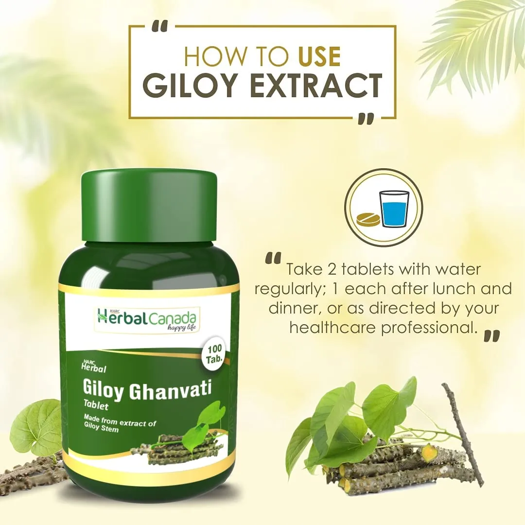 Herbal Canada Giloy Ghanvati Tablets | Pure Guduchi Stem Extract | Natural Immunity & Liver Support-4