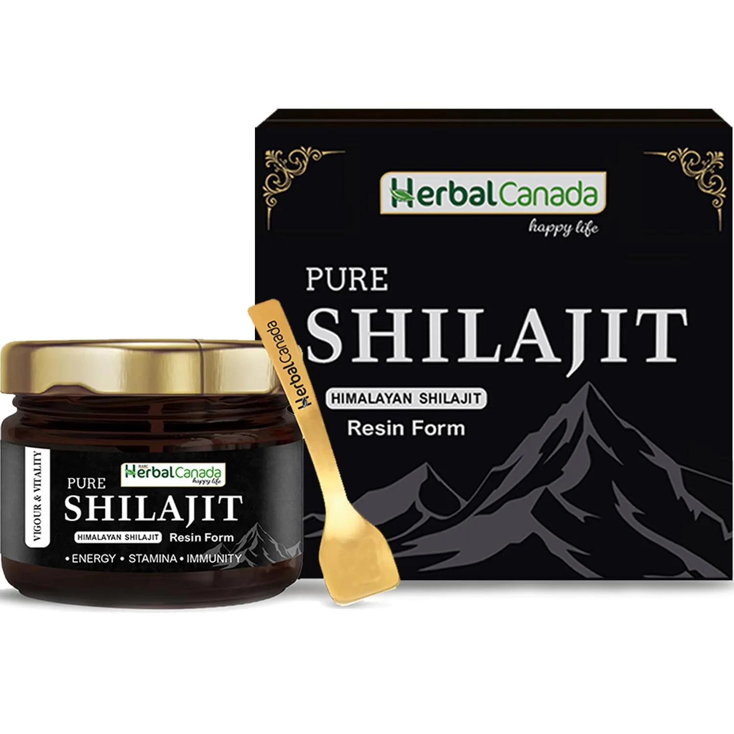 Herbal Canada Pure Himalayan SJ Resin | Authentic Ayurvedic Shilajit | Natural Stamina & Vitality Support
