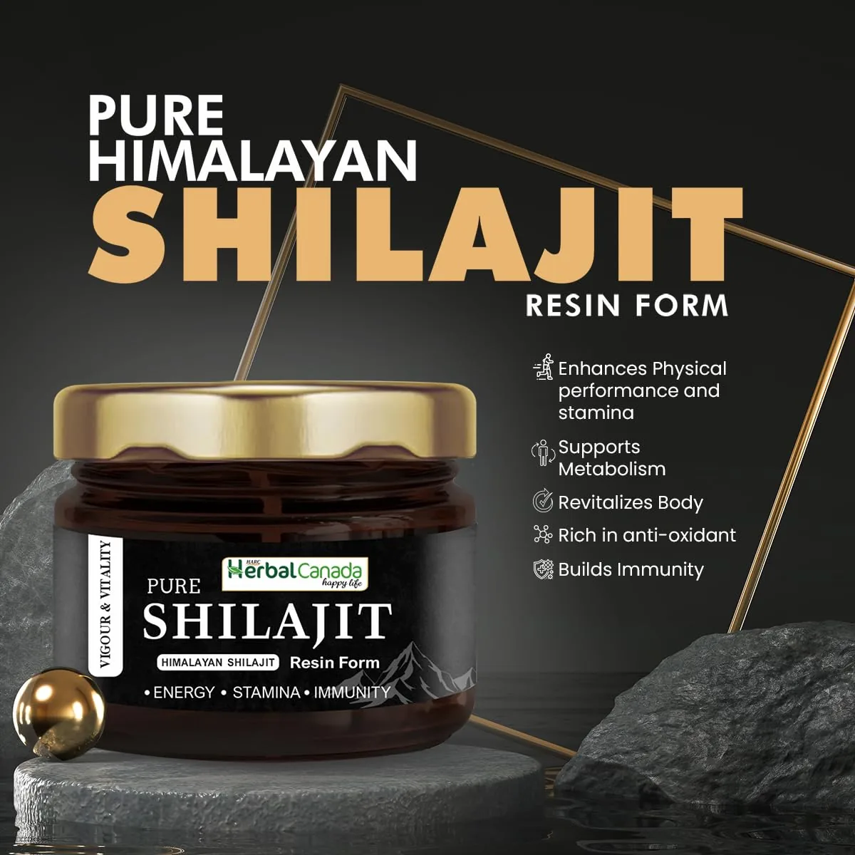 Herbal Canada Pure Himalayan SJ Resin | Authentic Ayurvedic Shilajit | Natural Stamina & Vitality Support-2