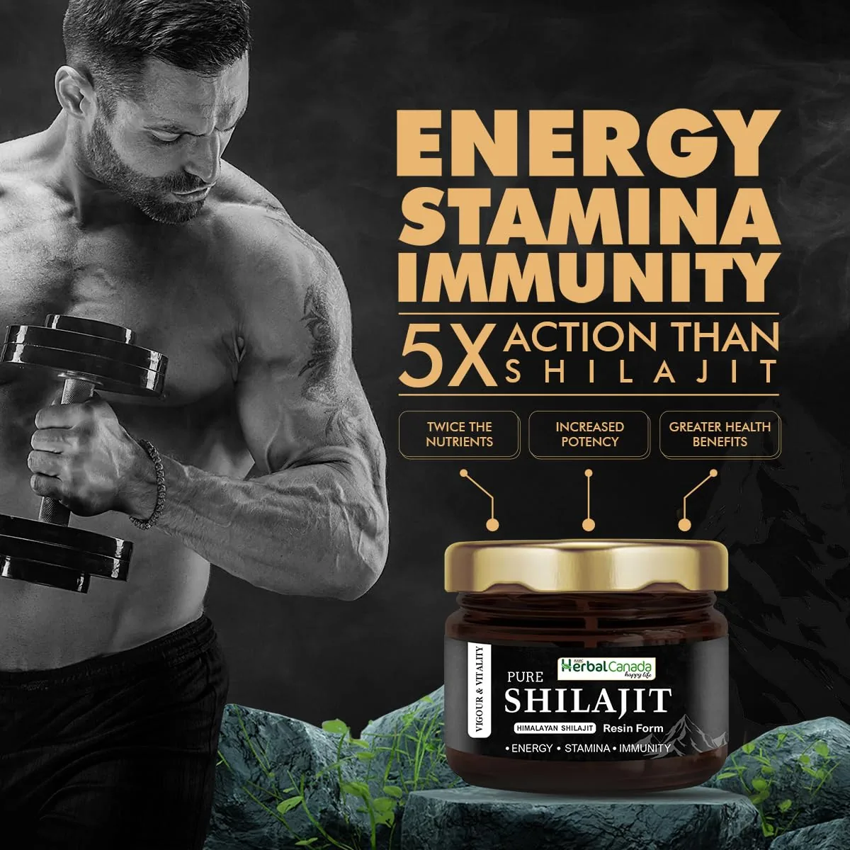 Herbal Canada Pure Himalayan SJ Resin | Authentic Ayurvedic Shilajit | Natural Stamina & Vitality Support-3