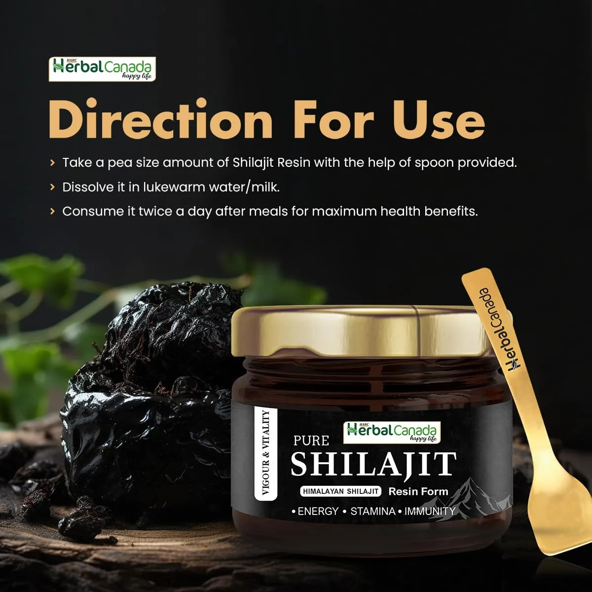 Herbal Canada Pure Himalayan SJ Resin | Authentic Ayurvedic Shilajit | Natural Stamina & Vitality Support-5