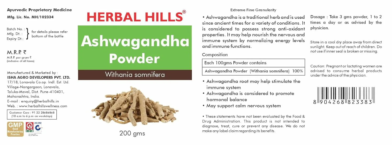 Herbal Hills Ayurveda Ashwagandha Powder | Pure Adaptogenic Root Churna | Natural Stress Relief & Vitality Support-4
