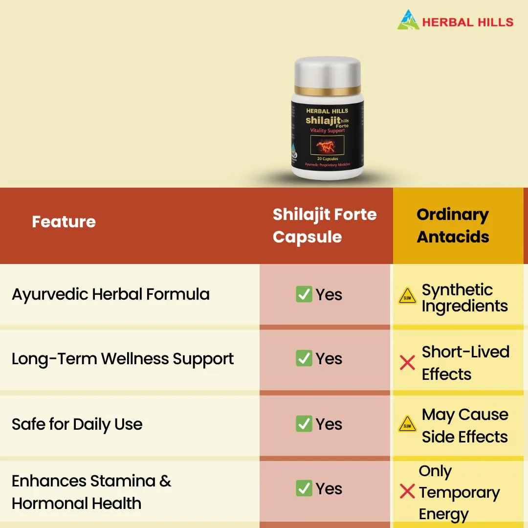 Herbal Hills Shilajithills Forte Vitality Support Capsules | Ayurvedic Men's Health Supplement | Stamina & Stress Relief-3