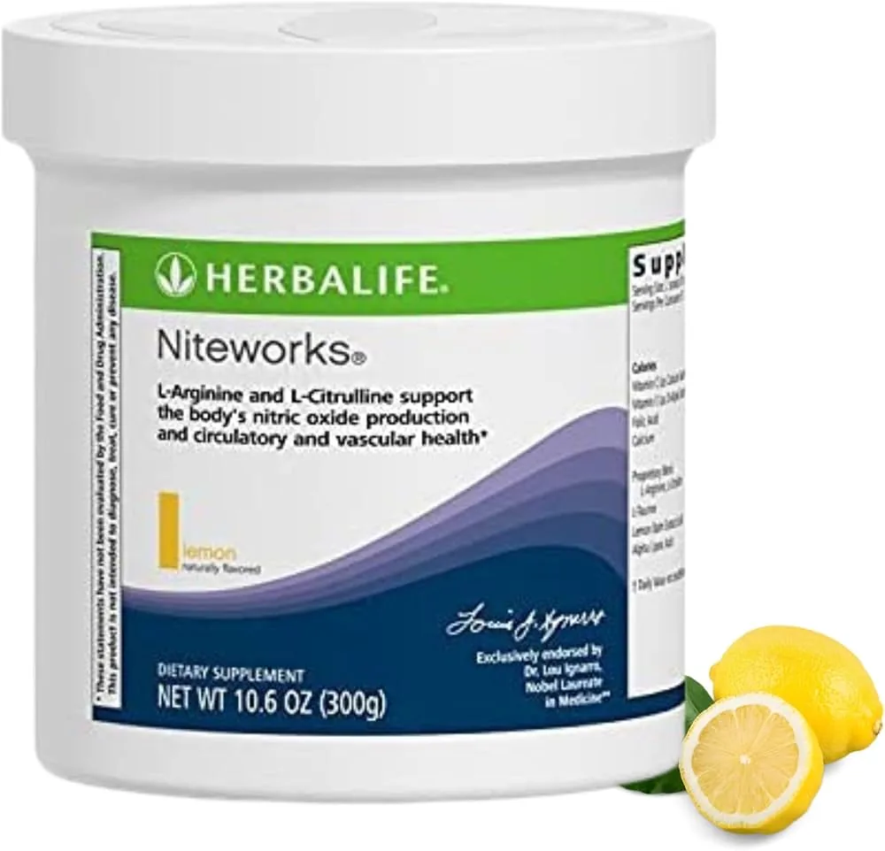 Herbalife Niteworks L-Arginine Powder | Lemon Flavored Nitric Oxide Supplement | Cardiovascular & Vascular Health Support Herbalife Niteworks L-Arginine Powder | Lemon Flavored Nitric Oxide Supplement | Cardiovascular & Vascular Health Support - 300 gm