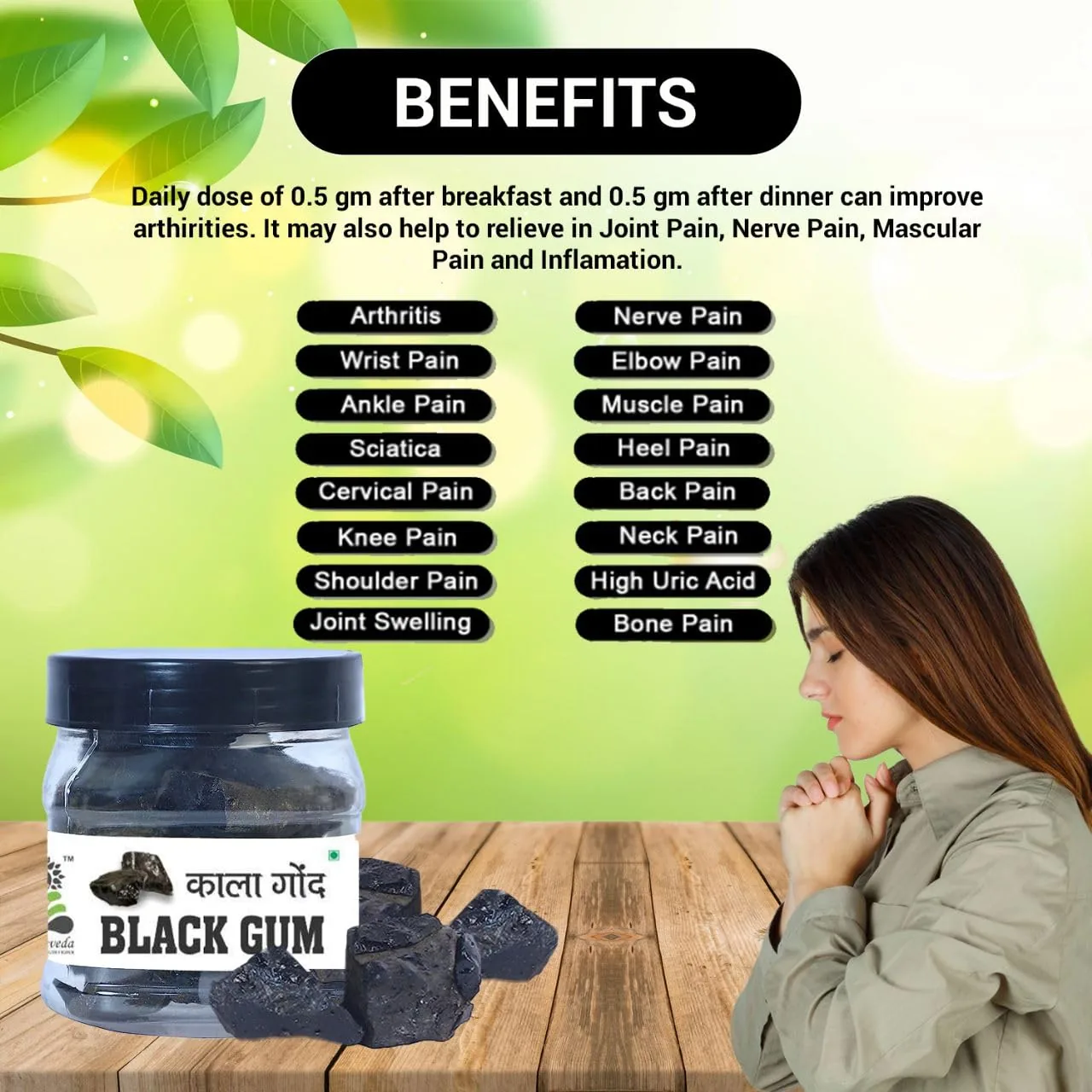 Herbaveda Kala Gond | Pure Gond Siyah | Natural Resin for Joint and Muscle Support-2