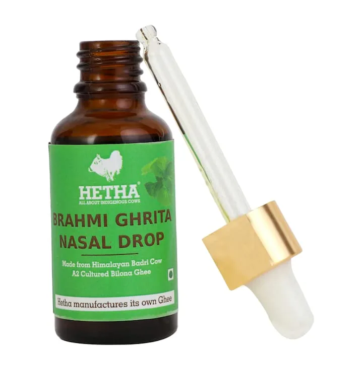 Hetha Brahmi Ghrita Nasal Drop | Ayurvedic Nasya Oil | A2 Badri Cow Ghee & Brahmi-4